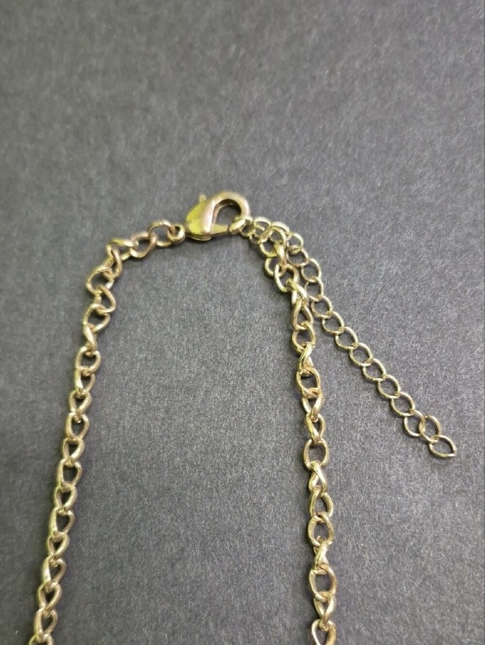 Gold Chain Statement Necklace with Green, Coral and Brown - Picture 5 of 6